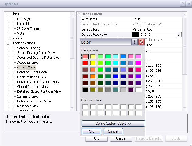 Colors To change the Colors on the Trading Station Click on System at the top of the Trading Station click Options Options Box will