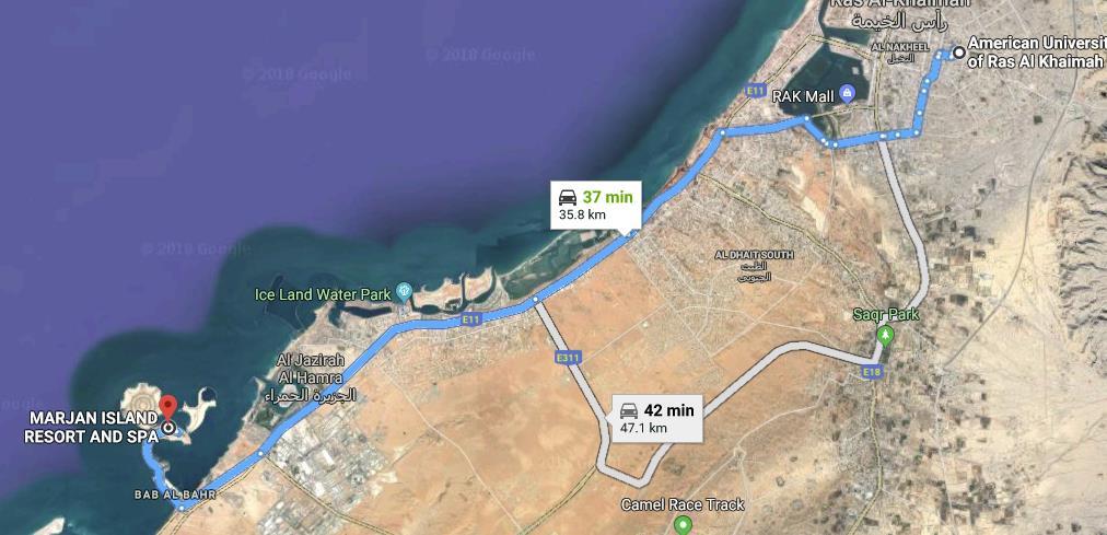 Distance from AURAK: 36 km Estimated time from AURAK: 37 min Price Range per room (normal): AED 730/night Hotel Website: https://www.accorhotels.