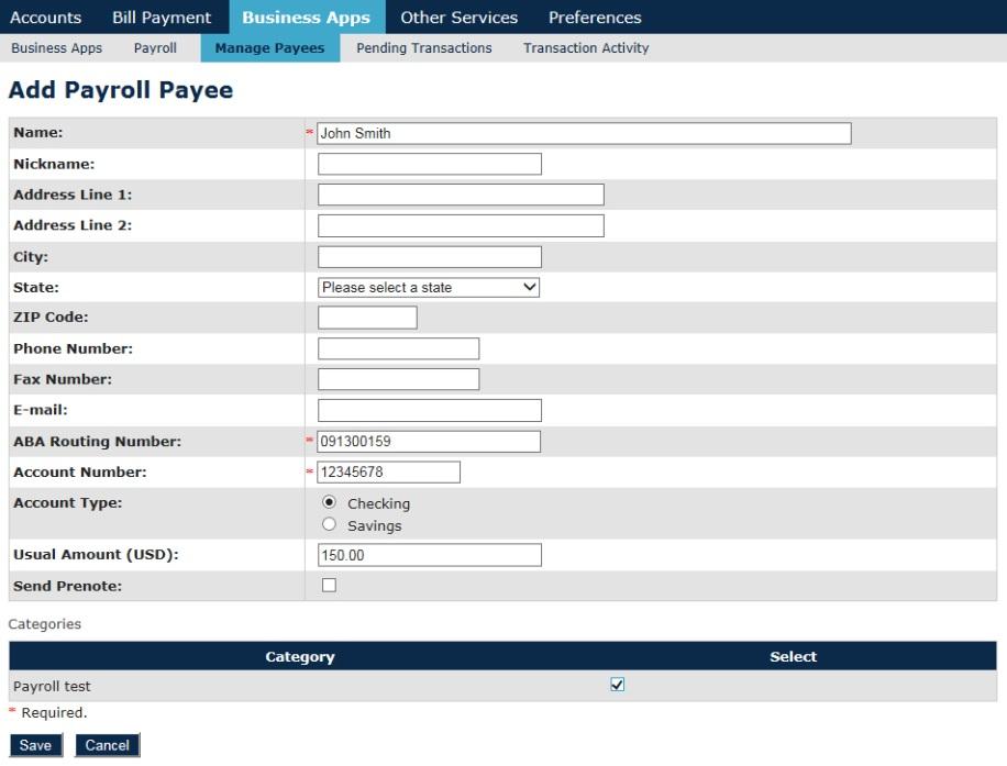 MANAGING PAYEES Payees are the individuals to whom payments are made. Before you can issue the file, you need to add payees.