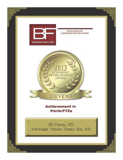 Excellence Award in Economic Development by Business Facilities Magazine, 2015 Honorable Mention in Global