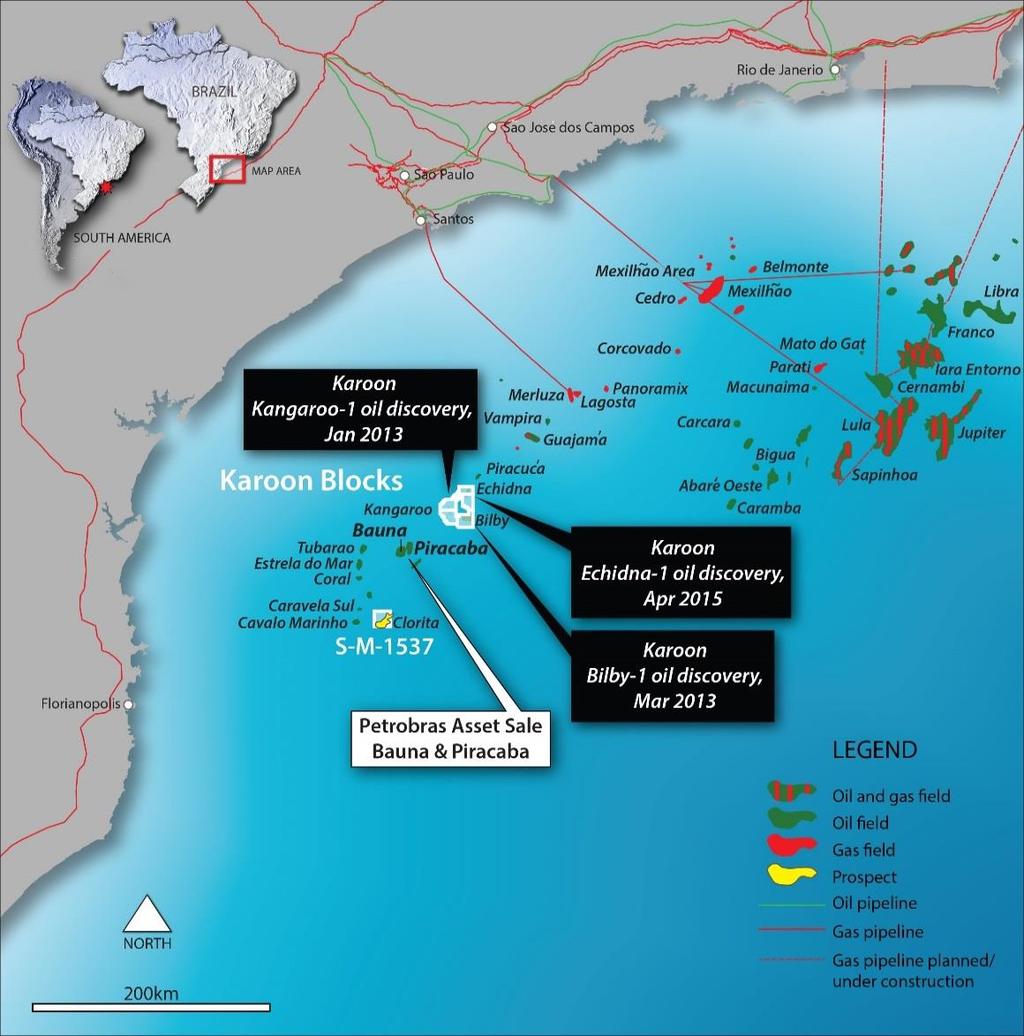 Karoon s History in Brazil: The Santos Basin Karoon has a decade of technical and operational experience in the southern Santos Basin Karoon entered Brazil 2008/100% interest in 5 blocks Karoon