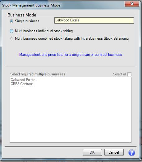 Stock Management Business Mode If you have Contract businesses enabled then each of your Main businesses and Contract businesses will carry their own stock records.