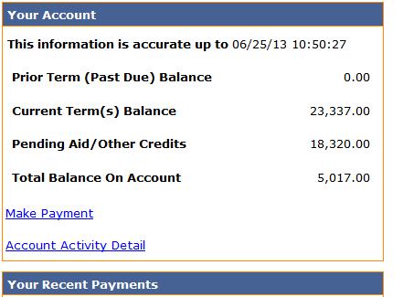 Options View Account Activity Detail Click on Account