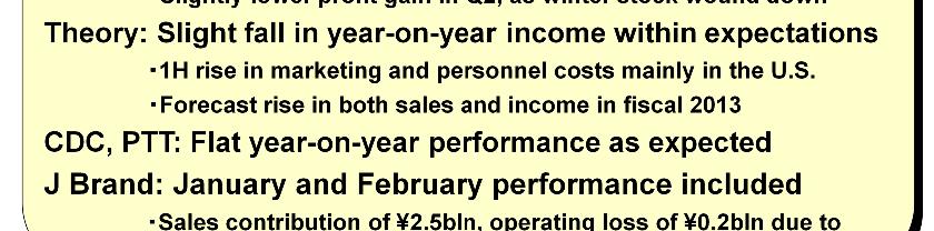 However, although same-store sales continued their pattern of strong growth, the profit gain in the second quarter was less impressive than in the first quarter, as the operation offloaded winter