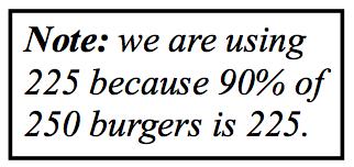 Example 3: A hamburger patty producer claims that its burgers contain 400 grams of beef. It has been determined that 85% of burgers contain 400 grams or more.