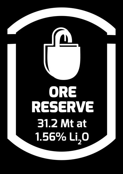 03 486,000 Maiden Ore Reserve derived from Indicated Mineral Resource of 43.7Mt at 1.48% Li 2 O.