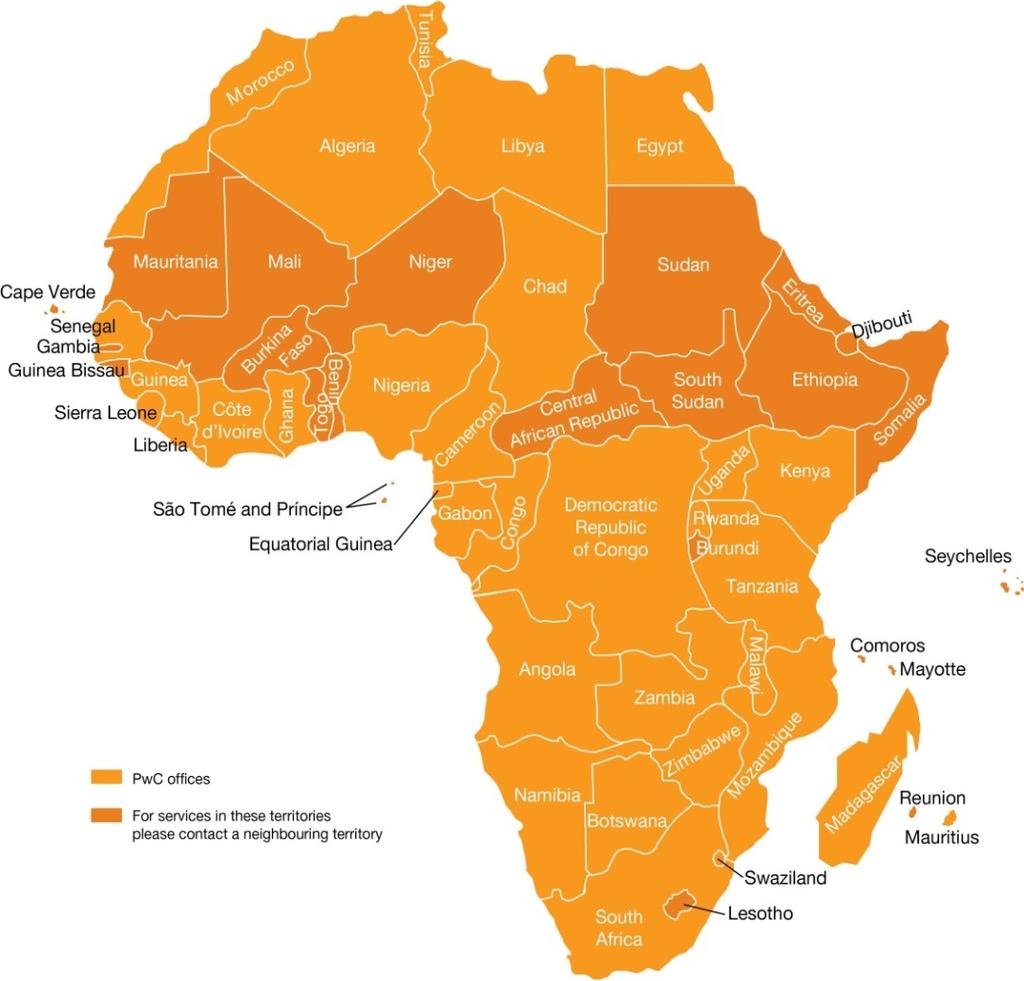 presence in Africa In Africa Member firms in 33 countries with over 8,500 people. We have the largest footprint of professional services all the firms on the African continent.