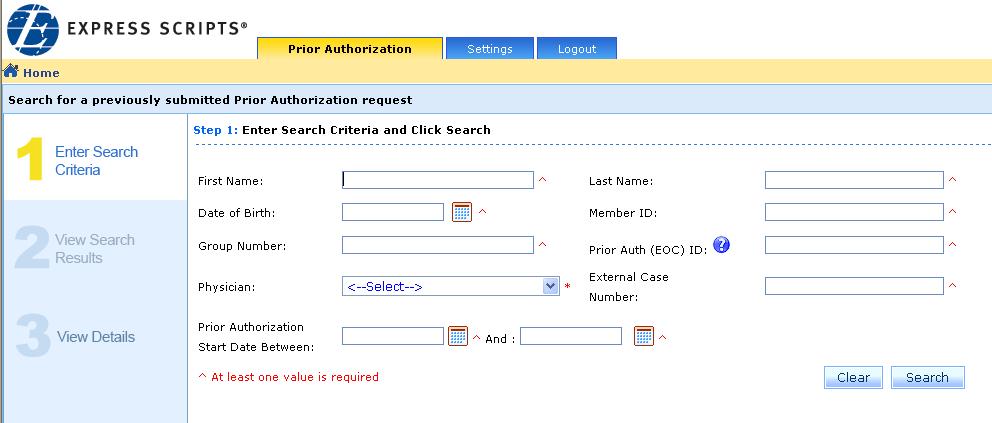 Search for Previously Submitted Prior Authorization Requests In order to review the decision status of a previously submitted prior authorization, you must click the Search for a Previously Submitted