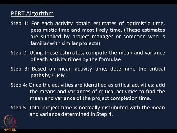 (Refer Slide Time: 14:03) So, what should be your PERT algorithm now?