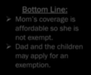 38 Affordability Test for Exemption from Penalty Affordability Test for Firewall Affordable if employee-only coverage costs <9.