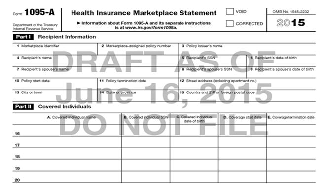 Forms, Worksheets and Charts Form 1095 A Form 1095 B Form 1095 C Form 8962 The Premium Tax Credit Form 8965 Health Coverage Exemptions Forms 1040, 1040A, 1040EZ Worksheets Penalties Affordability