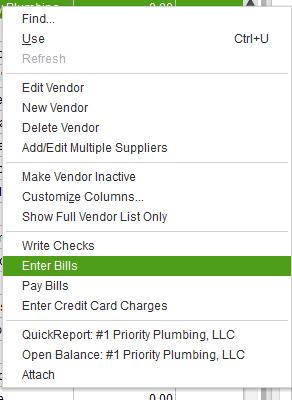 Vendor name: some fields will auto fill if you set up the vendor to match an expense 2. Date: current date or date of notice if entering the terms 3. Ref No.: invoice number given by the vendor 4.