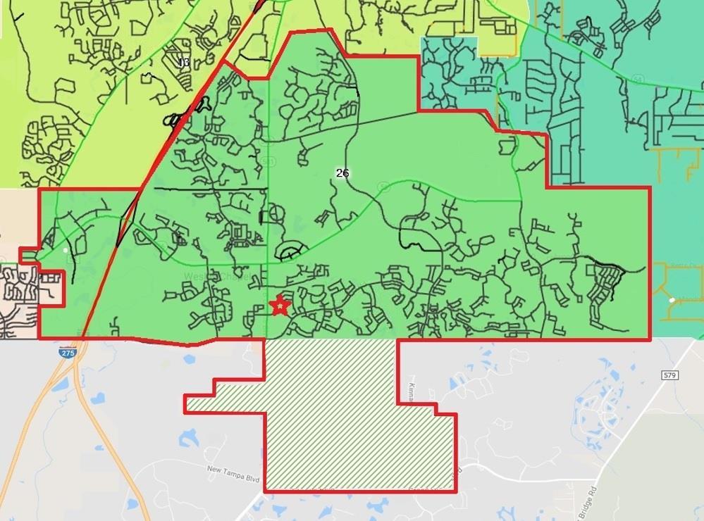 MAP Depicting current Station 26 Response Zone with the additional New Tampa Service Area