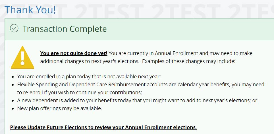 If you are hired in an open enrollment period, you will see the screen