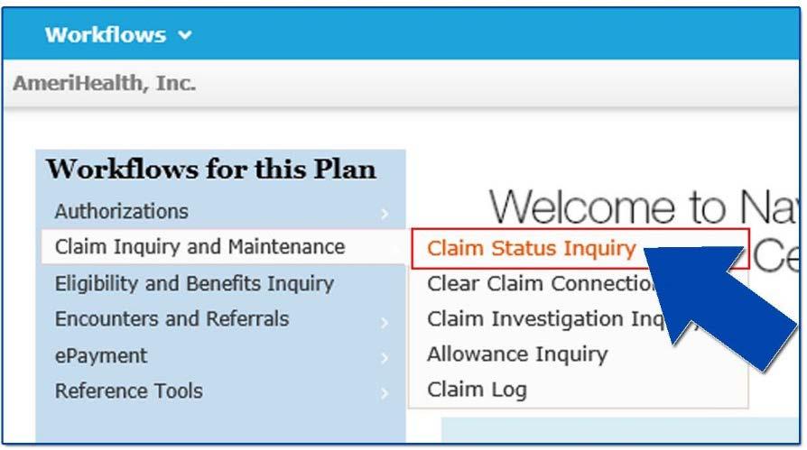 The Claim Investigation Submission transaction lets you submit questions or comments about a claim for AmeriHealth members through the NaviNet web portal.