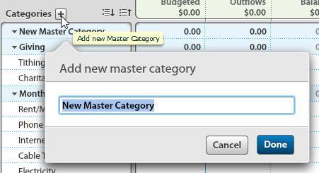 Adding Master Categories 1. Click on the + button next to the Categories heading.
