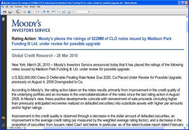 ) 7/14/21 Some CLOs put on review for upgrade 25 CLOs likely