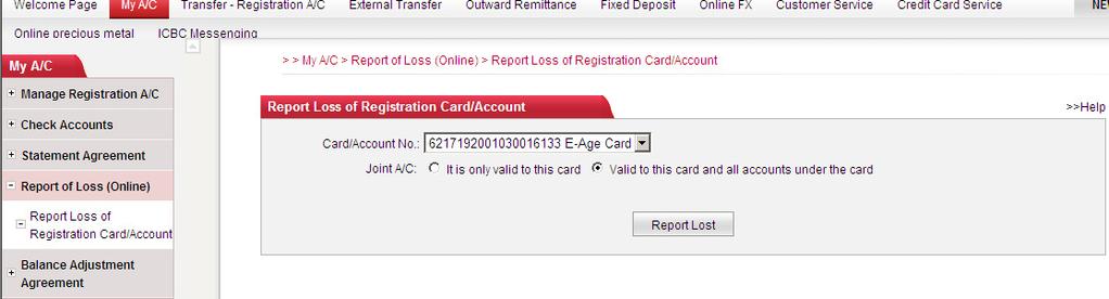 Report Lost Debit Card 7 My A/C Report of Loss