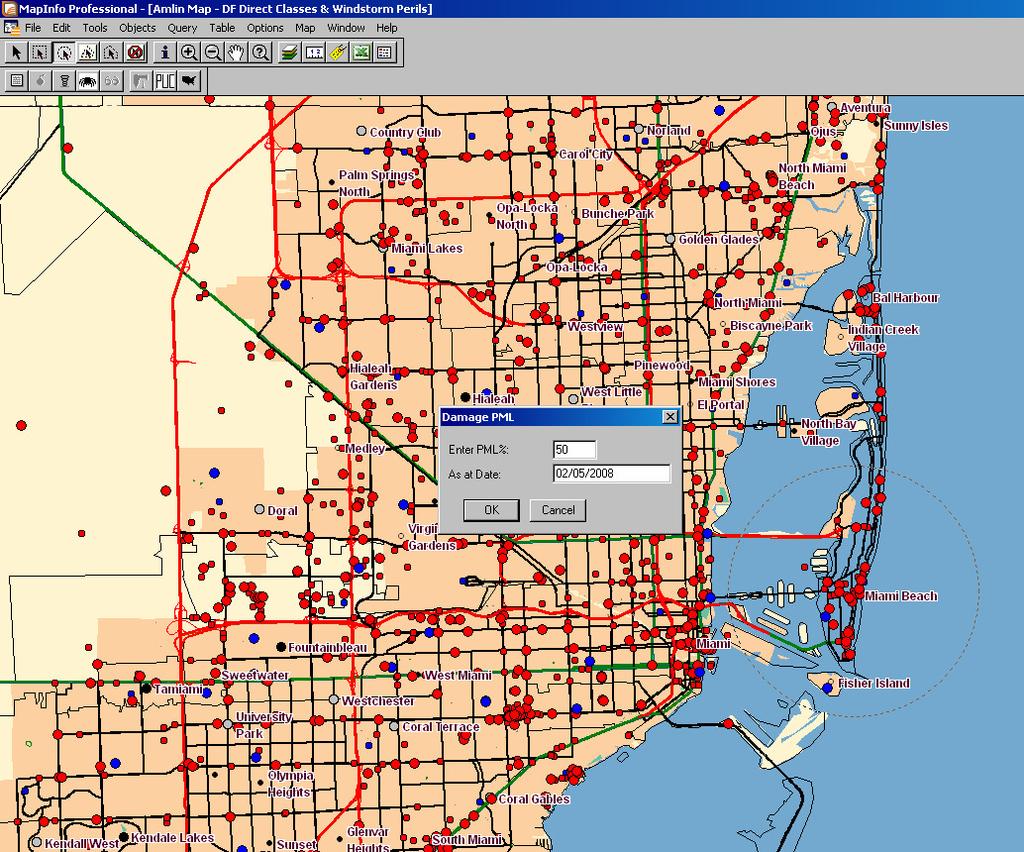 Selection Tools Customised MapInfo selection tools to incorporate PML% and As At Date dialog.