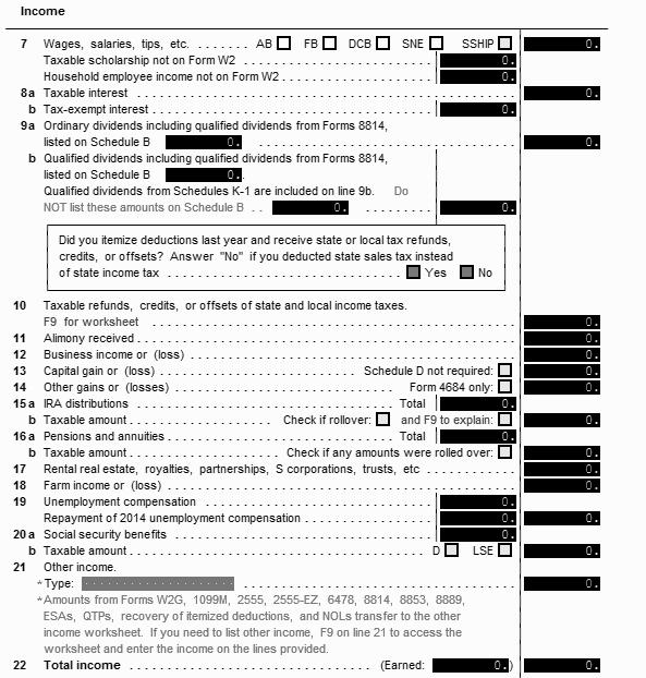 Select 1040 Pg 1 from the tree How/Where to Enter Income Note: Link to access the appropriate entry form. Once you link, use existing forms (if applicable) prior to adding a new form.