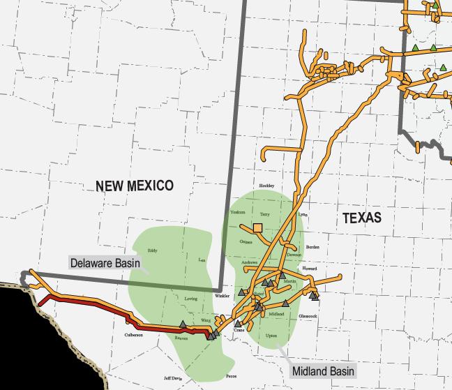 P E R M I A N B A S I N PROVIDING CONNECTIVITY Natural Gas Pipelines Connected to more than 25 natural gas processing plants serving the Permian Basin with a total capacity of 1.