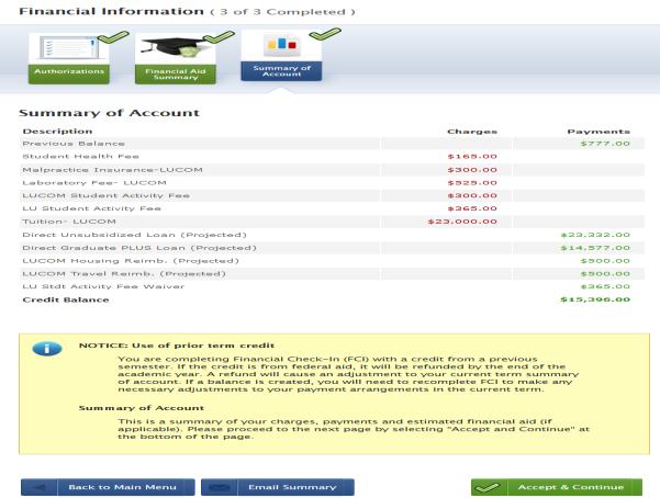 A refund will cause an adjustment to the current term s summary of account.