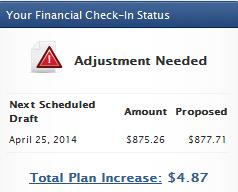 plan Balance Due: Balance is generated after checking-in; shows amount due Adjustment