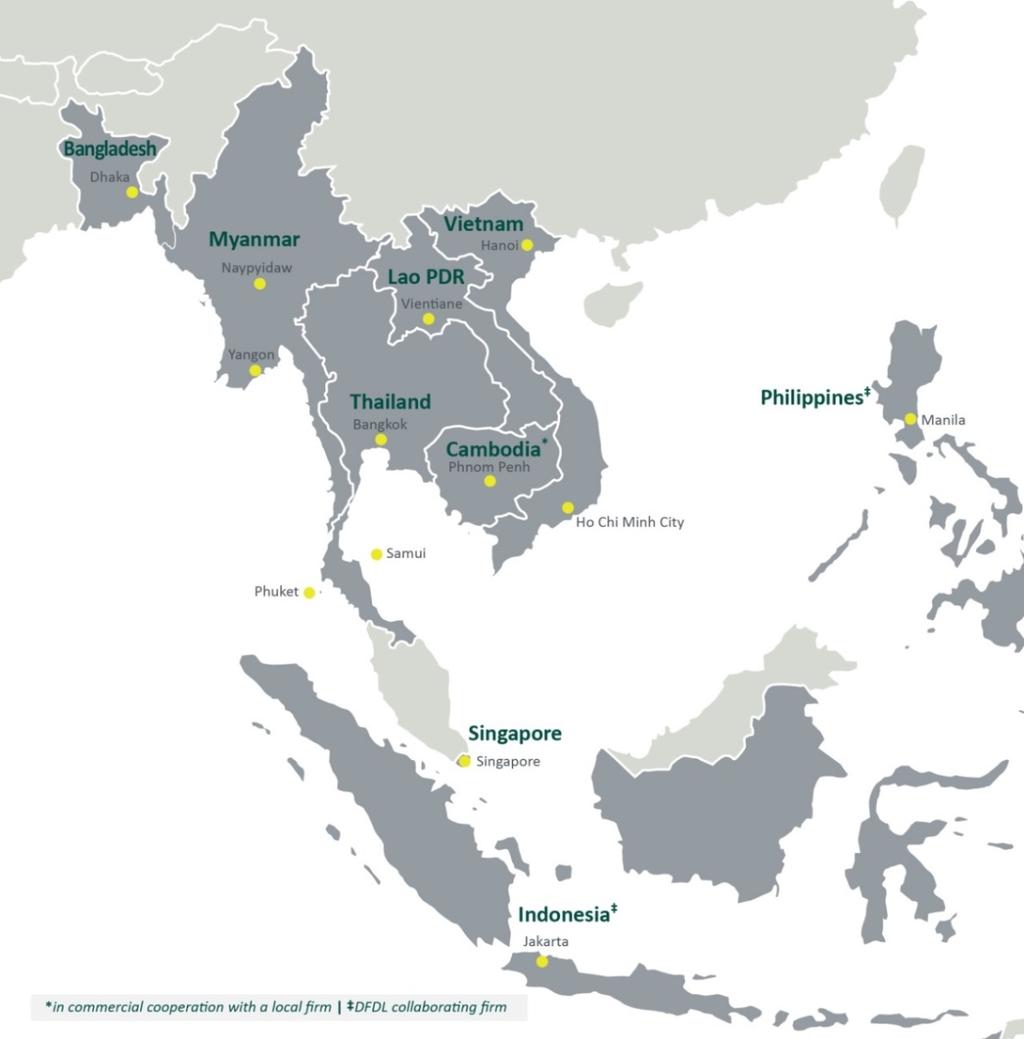 Regional Reach: ASEAN and South Asia Bangladesh (2011) Country Partner: 1 Advisers: 5 Cambodia* (1995) Partners: 5 Advisers: 42 Lao PDR (1994) Partners: 2 Senior counsels: 1 Advisers: 10 Indonesia*
