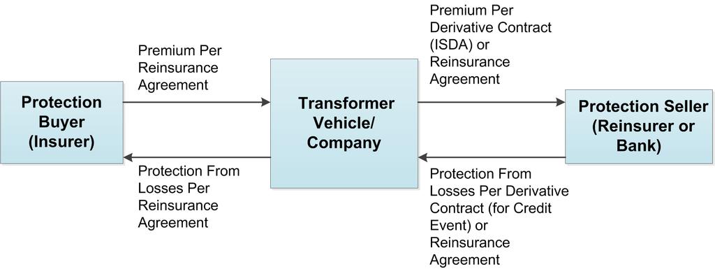 reinsurance entity; and 2) an insurer or reinsurer with enough capital to meet its reinsurance/ contract obligations. Exhibit A.1 presents a simplified diagram of the transformation process.