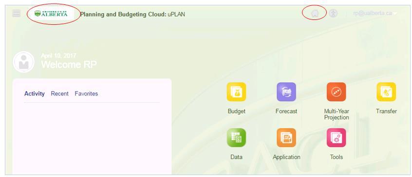 Logging into uplan 1. Open a web browser. 2. Navigate to https://planning9-a516313.pbcs.ca2.oraclecloud.com/hyperionplanning/ 3.