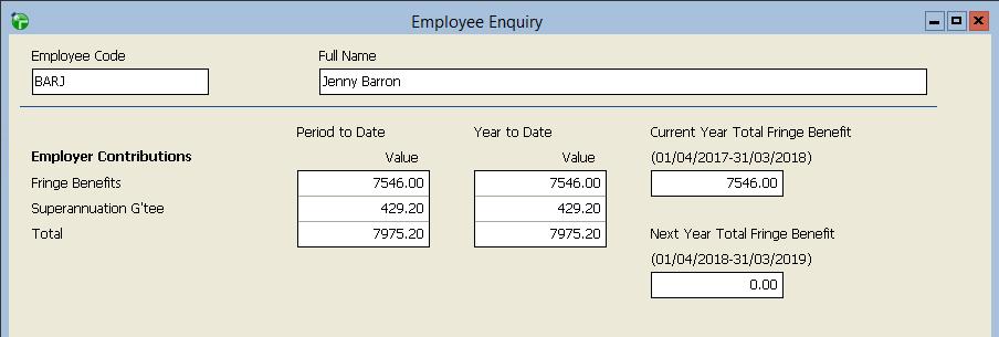 Check FBT Amounts To confirm that the FBT has gone to the correct year; 1. Select Masterfiles > Payroll > Employee Details > Enquire. 2.