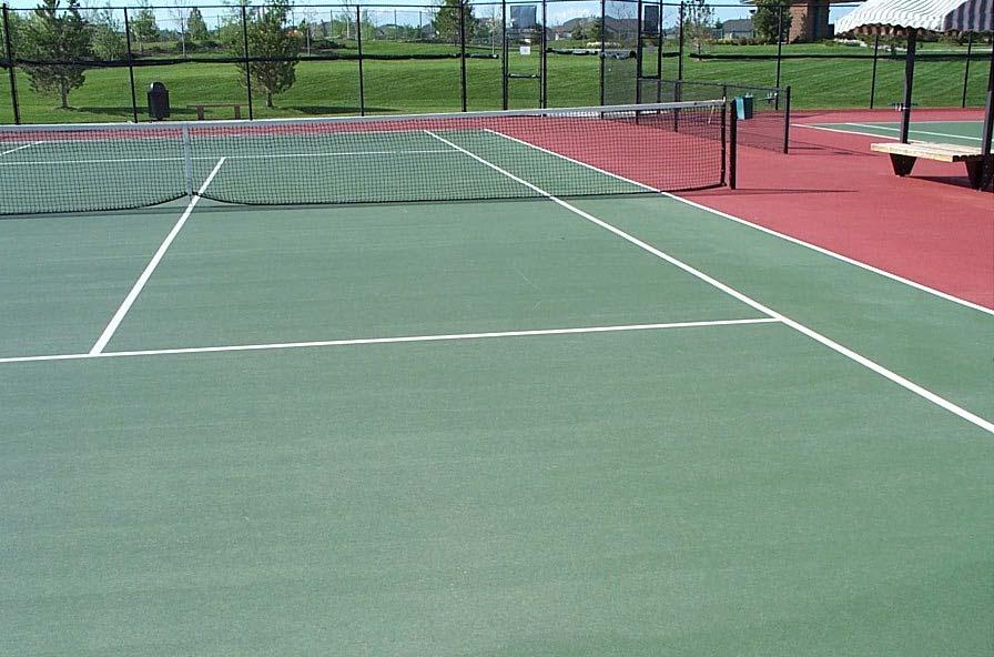 Comp #: 1201 Tennis Court - Resurface Courts are constructed from concrete and is reported to be post tension, so the likelihood of major cracking is diminished.