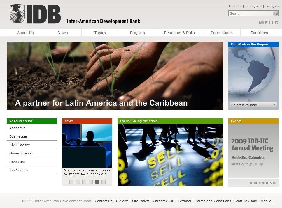 20 IDB Portal Once you are on the IDB s Internet Website,