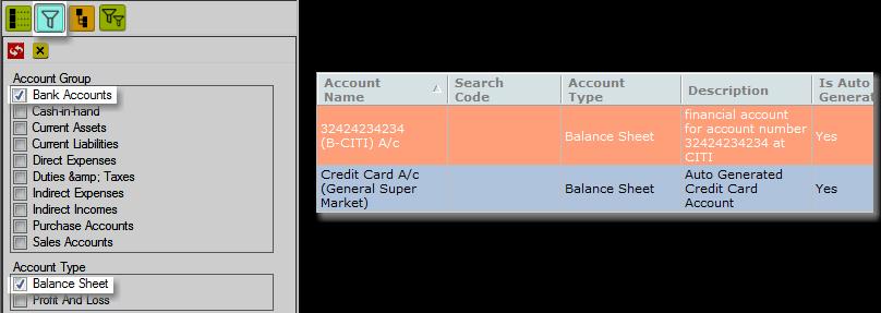5. Filter Accounts by Account Type and Account Group To filter the accounts by Account Type and account group: From the left section of Manage