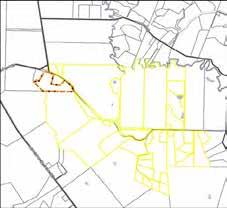 The maps show the area of benefit, and therefore the area of rateable land, in relation to each roading scheme [on each map, all properties on the streets marked in yellow are rateable in respect of