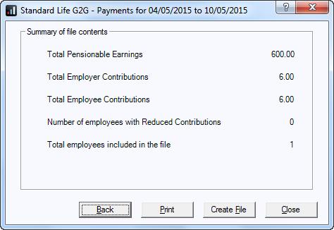 On the Standard Life G2G Payments for screen, click Print to print a report of the employees that are included in the file. 2.