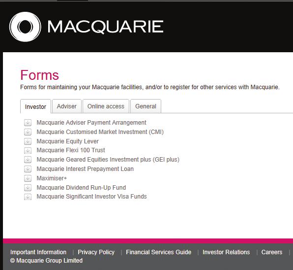 Alternatively, the Forms website can be accessed via the Forms link from the Equity Lever website.