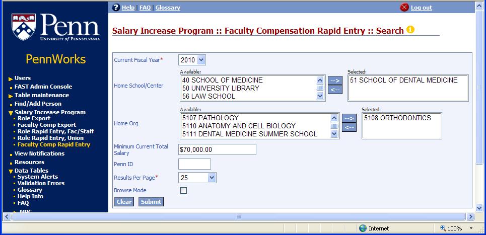 How to Use the Faculty Comp Rapid Entry Function Login to PennWorks with your PennKey and password Confirm that you have the Salary Increase Program Faculty Comp Rapid Entry Update access role for