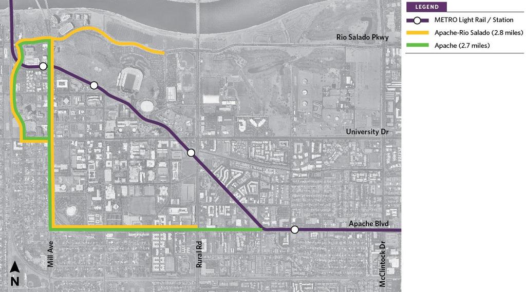 Tempe Streetcar Project -- The Tempe Streetcar project is located on Mill and Ash Avenue in downtown Tempe, with potential alignments currently under consideration extending along Apache Blvd.