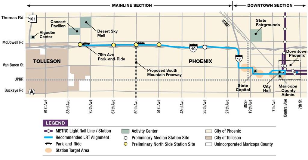 Phoenix West LRT Extension Phoenix West Extension Sources and Uses of Funds: The total capital cost of the Phoenix West Extension project over the FY 2015 to FY 2018 period is budgeted to be