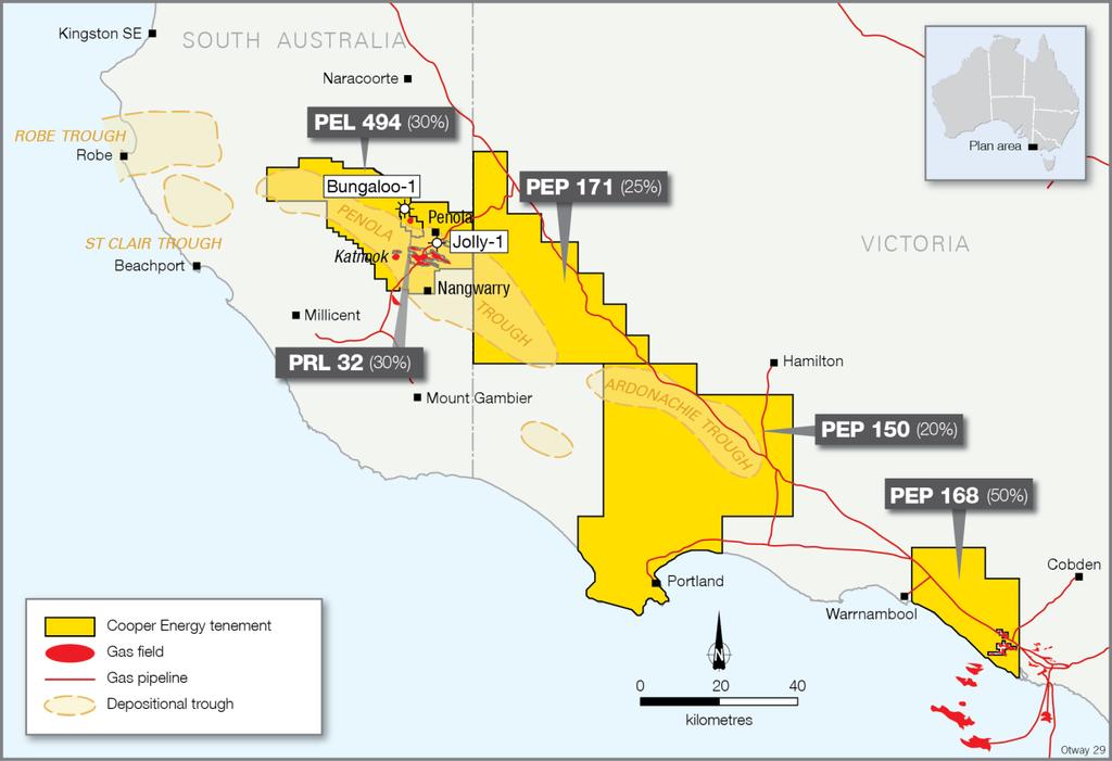 Otway Basin Drilling results and analysis confirm prospectivity for conventional gas and shale potential Analysis of Jolly-1 and Bungaloo-1 well data in PEL 494 and PRL 32 has confirmed: a deep