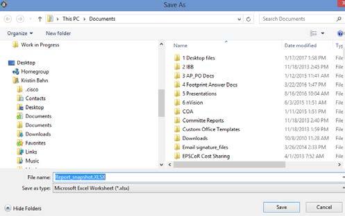 This will bring up a window to select the folder where you want to save the file.