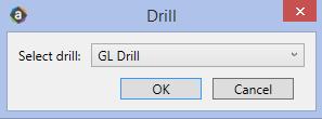 There are two ways to drill into report figures, both allowing the same options to data. The first option to drill is to click on the Drill button in the menu above.