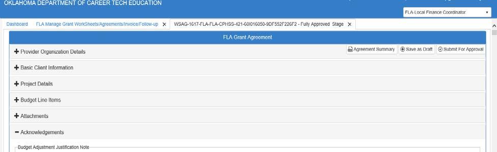 Reques ng a Budget Adjustment Step 9: Select Submit for Approval to send the Budget
