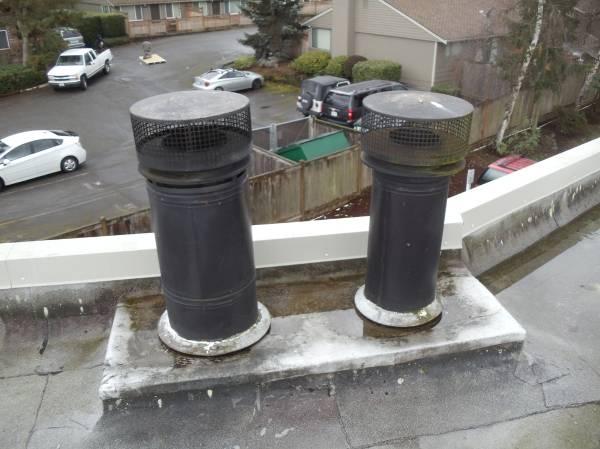 Typical Chimney Cap Ponding over Decks adjacent Drains Carport Roof The carport is pitched and