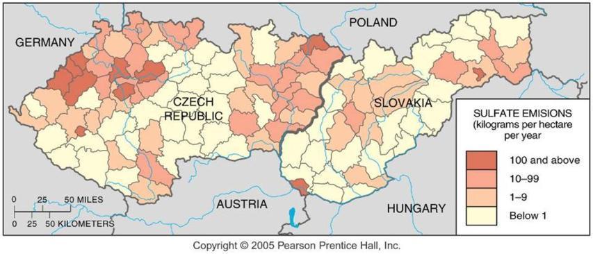 Air Pollution in Eastern Europe Sulfate emissions in the Czech Republic and Slovakia.