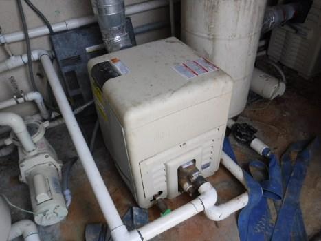 Comp #: 1208 Spa Heater - Replace Quantity: (1) Mighty Max Unit Location: Interior closet of pool building Evaluation: Heater appears to be in good condition with no signs of problems