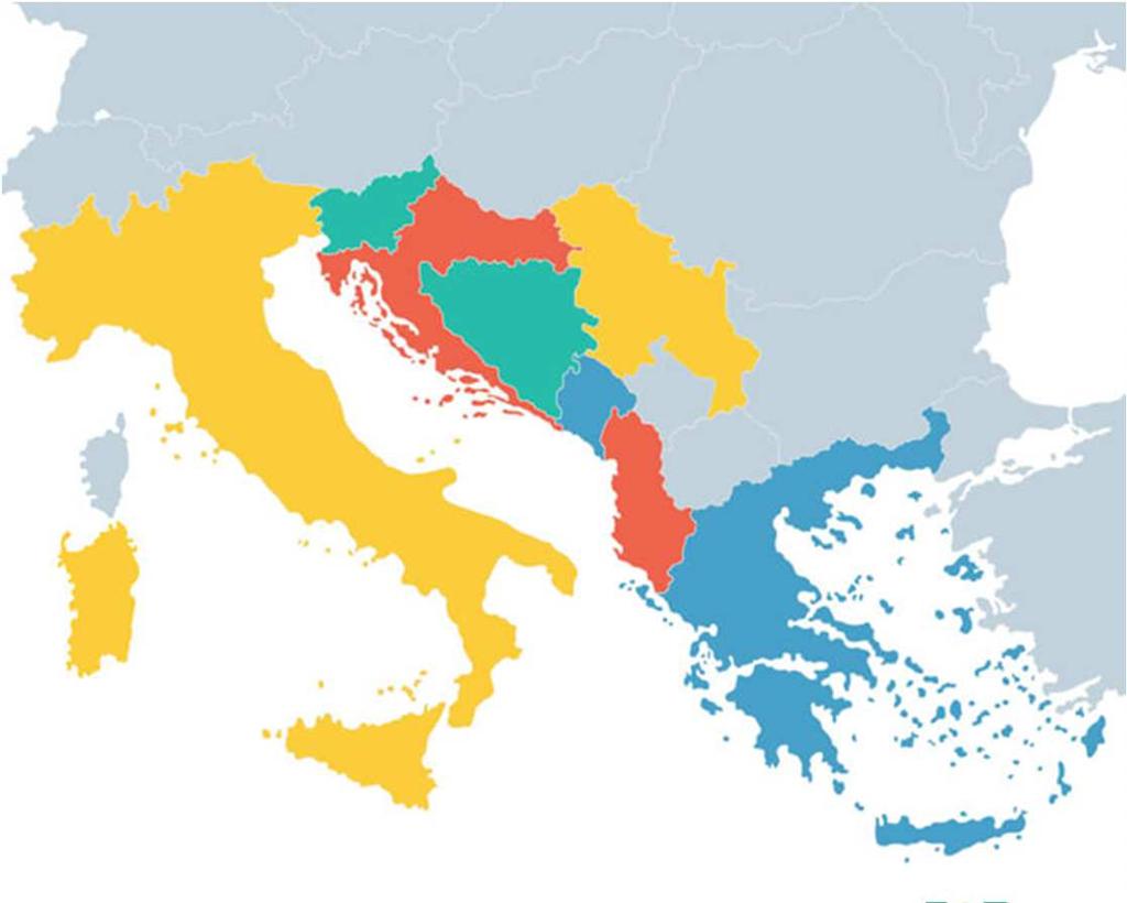 EUROPEAN STRATEGY FOR ADRIATIC AND IONIAN REGION Adopted in 2014 8 participating countries Goal: to promote economical and social prosperity and growth in the region by improving its attractiveness,