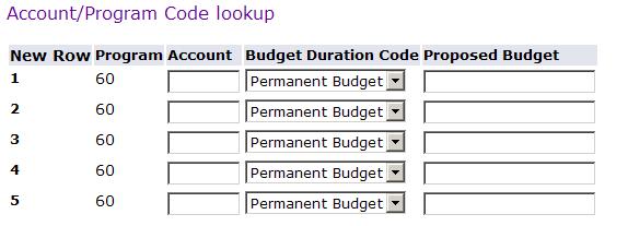 Cumulative Change New Budget Delete Record Will show the sum of all changes made to the budget account code.