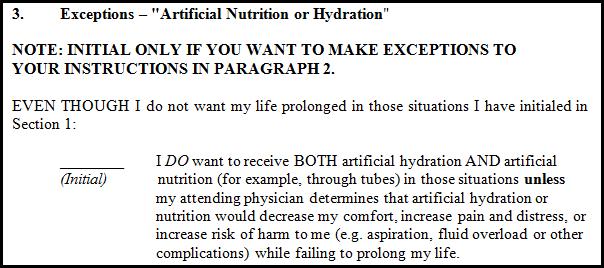 Artificial Hydration/Nutrition Client can exclude artificial